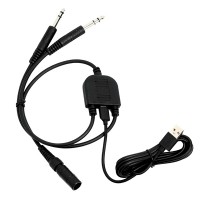 Hobbs Flyer USB Powered 6 Pin LEMO to GA Twin PJ Plug Adapter