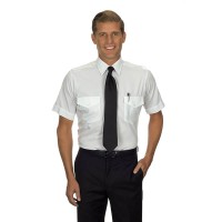 Aviator Pilot Shirt Men Short Sleeve 14 White